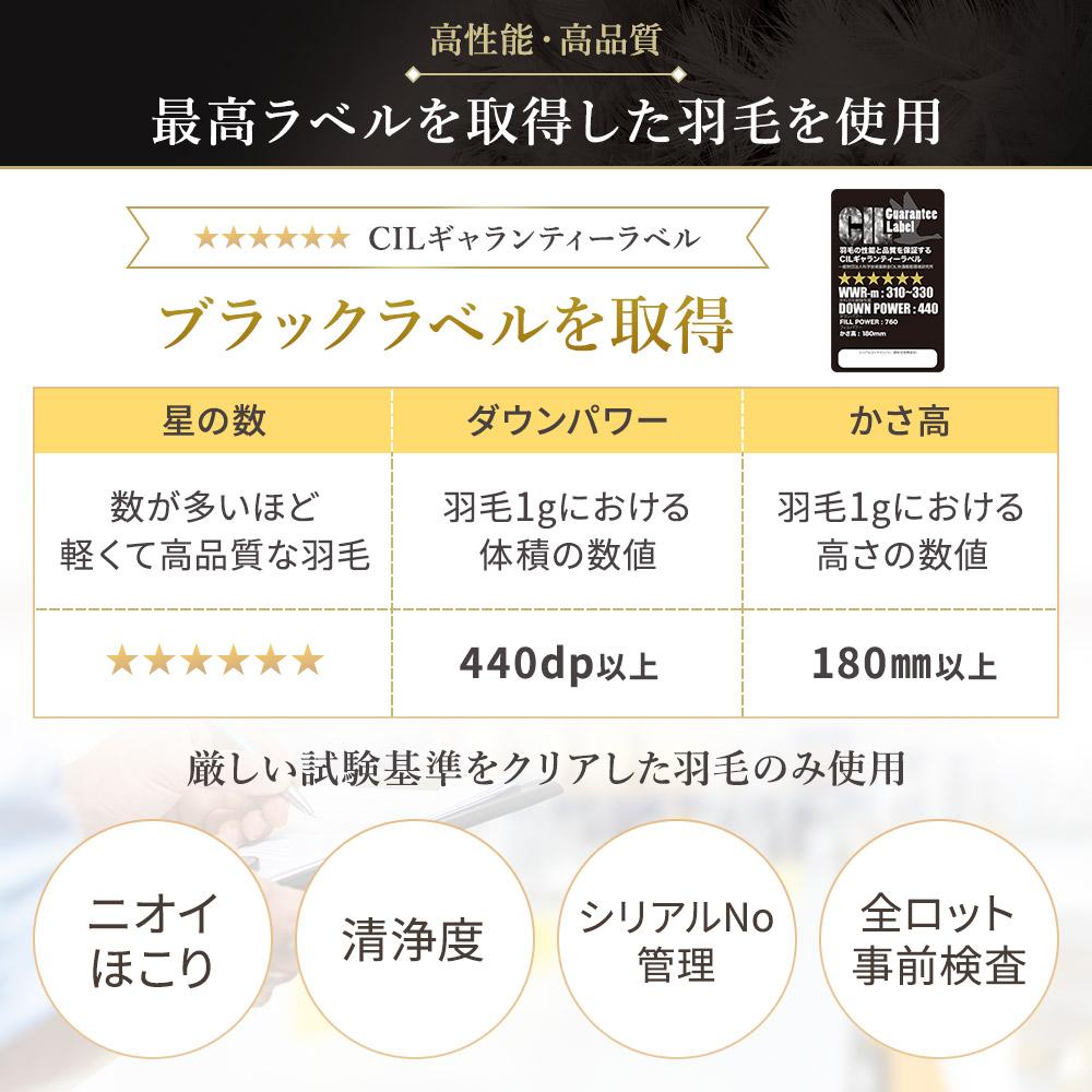 日本製 CILブラックラベル 羽毛掛け布団 - テスト環境2