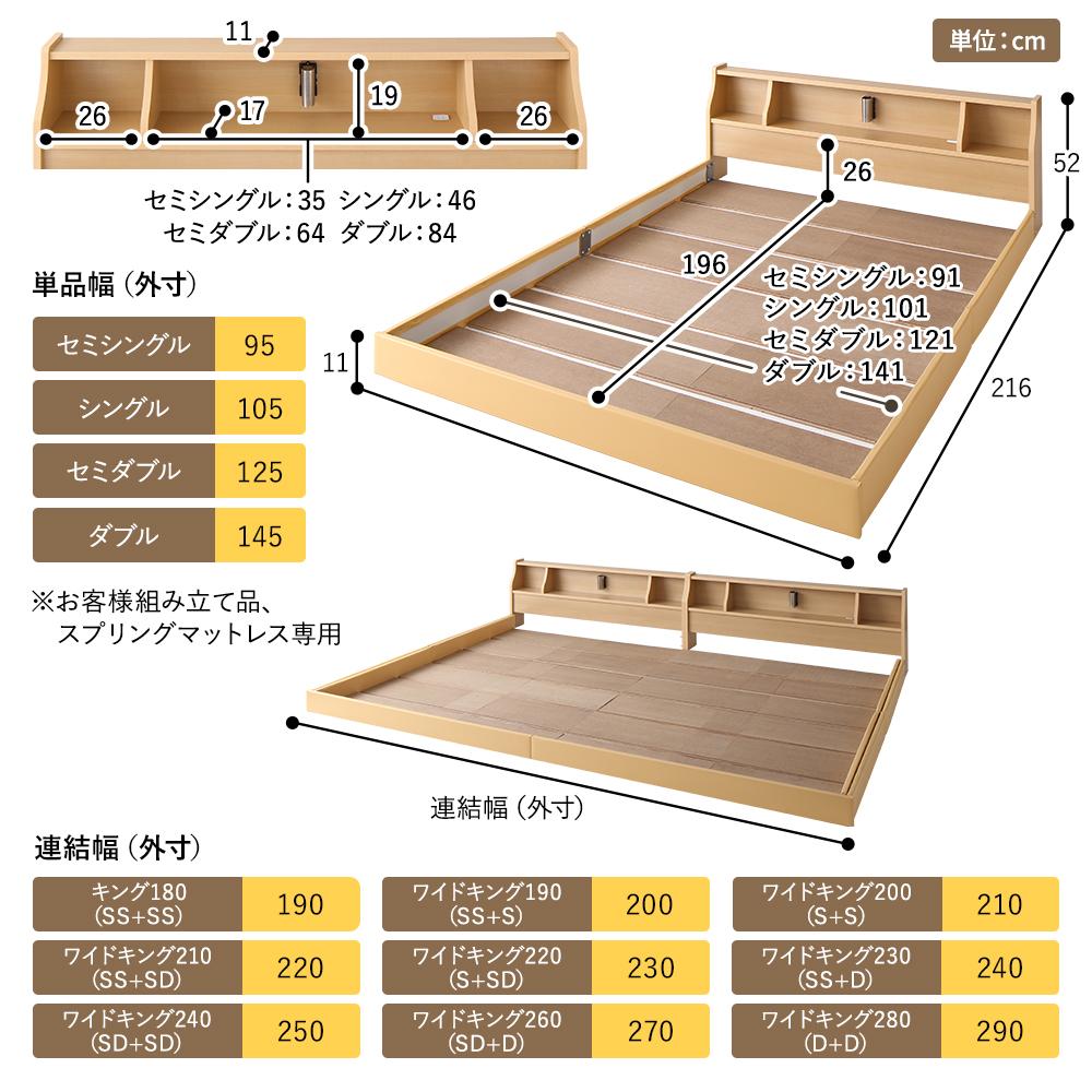 日本製 照明付き連結フロアベッド - テスト環境2