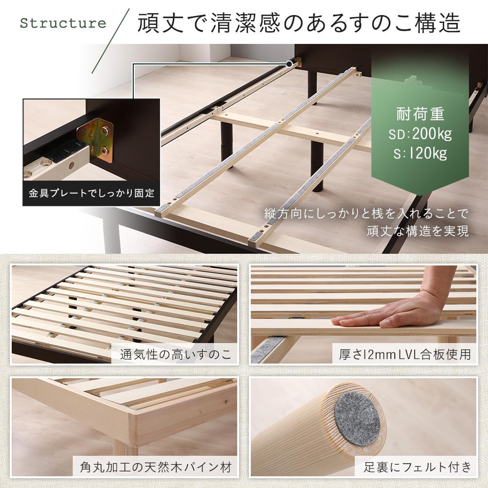 天然木すのこベッド スマホスタンドヘッドボード - テスト環境2