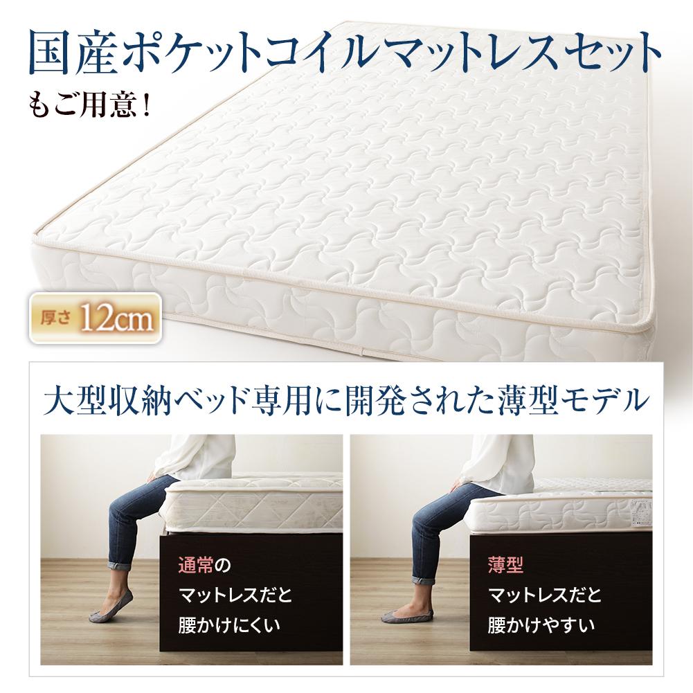 【お客様組み立て】日本製 薄型棚付き跳ね上げベッド(横開き) - テスト環境2
